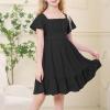 imageAmerican Trends Girls Dress Ruffle Dress Tie Back Short Sleeve Square Neck Off Shoulder Dress for Girls 415 YearsBlack