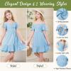 imageAmerican Trends Girls Dress Ruffle Dress Tie Back Short Sleeve Square Neck Off Shoulder Dress for Girls 415 YearsBule
