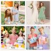imageAmerican Trends Girls Dress Ruffle Dress Tie Back Short Sleeve Square Neck Off Shoulder Dress for Girls 415 YearsGreen