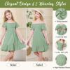 imageAmerican Trends Girls Dress Ruffle Dress Tie Back Short Sleeve Square Neck Off Shoulder Dress for Girls 415 YearsGreen
