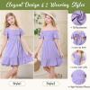 imageAmerican Trends Girls Dress Ruffle Dress Tie Back Short Sleeve Square Neck Off Shoulder Dress for Girls 415 YearsPurple