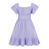 imageAmerican Trends Girls Dress Ruffle Dress Tie Back Short Sleeve Square Neck Off Shoulder Dress for Girls 415 YearsPurple