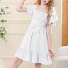 imageAmerican Trends Girls Dress Ruffle Dress Tie Back Short Sleeve Square Neck Off Shoulder Dress for Girls 415 YearsWhite