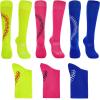 imageAmerican Trends Girls Softball Socks with Stitches 3 Pairs Youth Athletic Softball Socks for Youth Soccer Baseball SocksRose Red  Yellow  Blue