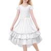imageAmerican Trends Boho Dress Girls Formal Dress Ruffle Short Sleeve ALine Maxi Dress Elegant Flowy Dress for 613 YearsWhite