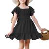 imageAmerican Trends Girls Dress Ruffle Dress Tie Back Short Sleeve Square Neck Off Shoulder Dress for Girls 415 YearsBlack