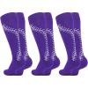 imageAmerican Trends Girls Softball Socks with Stitches 3 Pairs Youth Athletic Softball Socks for Youth Soccer Baseball SocksPurple