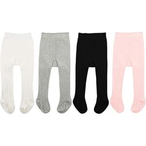 imageAmerican Trends Baby Tights Non Slip Skid Baby Girl Tight Toddler Stocking Pants Cable Knit Infant LeggingsC 4 Pack B Solid White  Black  Pink  Gray