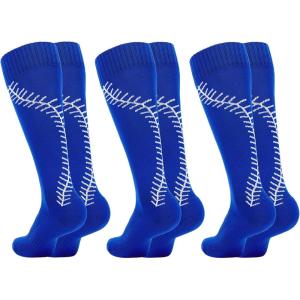 imageAmerican Trends Girls Softball Socks with Stitches 3 Pairs Youth Athletic Softball Socks for Youth Soccer Baseball SocksBlue
