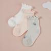 imageAmerican Trends Baby Girls Socks Toddler Anti Slip Non Socks Cotton Little Girls Frilly Dress Socks Crew SocksWhitegreypink