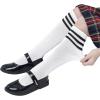 imageAmerican Trends Kids Socks Knee High Uniform Sports Soccer Socks Stripes Tube Socks for Child Boys Girls1 Pack White  Black