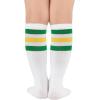 imageAmerican Trends Kids Toddler Soccer Socks Knee High Tube long Socks Three Stripes Uniform Socks for Boys Girls 19 years1 Pack Green Yellow Stripes
