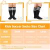 imageAmerican Trends Kids Toddler Soccer Socks Knee High Tube long Socks Three Stripes Uniform Socks for Boys Girls 19 years1 Pack Hot Pink