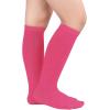 imageAmerican Trends Kids Toddler Soccer Socks Knee High Tube long Socks Three Stripes Uniform Socks for Boys Girls 19 years1 Pack Hot Pink