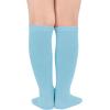 imageAmerican Trends Kids Toddler Soccer Socks Knee High Tube long Socks Three Stripes Uniform Socks for Boys Girls 19 years1 Pack Light Blue