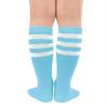 imageAmerican Trends Kids Toddler Soccer Socks Knee High Tube long Socks Three Stripes Uniform Socks for Boys Girls 19 years1 Pack Light Blue White