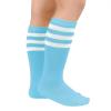 imageAmerican Trends Kids Toddler Soccer Socks Knee High Tube long Socks Three Stripes Uniform Socks for Boys Girls 19 years1 Pack Light Blue White