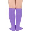 imageAmerican Trends Kids Toddler Soccer Socks Knee High Tube long Socks Three Stripes Uniform Socks for Boys Girls 19 years1 Pack Light Purple