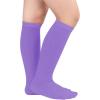 imageAmerican Trends Kids Toddler Soccer Socks Knee High Tube long Socks Three Stripes Uniform Socks for Boys Girls 19 years1 Pack Light Purple