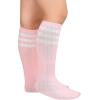 imageAmerican Trends Kids Toddler Soccer Socks Knee High Tube long Socks Three Stripes Uniform Socks for Boys Girls 19 years1 Pack Pink White