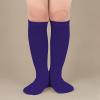 imageAmerican Trends Kids Toddler Soccer Socks Knee High Tube long Socks Three Stripes Uniform Socks for Boys Girls 19 years1 Pack Purple
