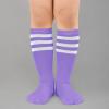 imageAmerican Trends Kids Toddler Soccer Socks Knee High Tube long Socks Three Stripes Uniform Socks for Boys Girls 19 years1 Pack Purple White