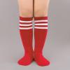 imageAmerican Trends Kids Toddler Soccer Socks Knee High Tube long Socks Three Stripes Uniform Socks for Boys Girls 19 years1 Pack Red White
