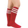 imageAmerican Trends Kids Toddler Soccer Socks Knee High Tube long Socks Three Stripes Uniform Socks for Boys Girls 19 years1 Pack Red White