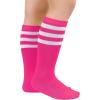 imageAmerican Trends Kids Toddler Soccer Socks Knee High Tube long Socks Three Stripes Uniform Socks for Boys Girls 19 years1 Pack Rose Pink White