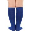 imageAmerican Trends Kids Toddler Soccer Socks Knee High Tube long Socks Three Stripes Uniform Socks for Boys Girls 19 years1 Pack Royal Blue