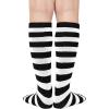 imageAmerican Trends Kids Toddler Soccer Socks Knee High Tube long Socks Three Stripes Uniform Socks for Boys Girls 19 years1 Pack Striped Black White