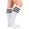 imageAmerican Trends Kids Toddler Soccer Socks Knee High Tube long Socks Three Stripes Uniform Socks for Boys Girls 19 years1 Pack White Black