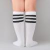 imageAmerican Trends Kids Toddler Soccer Socks Knee High Tube long Socks Three Stripes Uniform Socks for Boys Girls 19 years1 Pack White Black