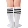 imageAmerican Trends Kids Toddler Soccer Socks Knee High Tube long Socks Three Stripes Uniform Socks for Boys Girls 19 years1 Pack White Black