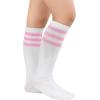 imageAmerican Trends Kids Toddler Soccer Socks Knee High Tube long Socks Three Stripes Uniform Socks for Boys Girls 19 years1 Pack White Pink