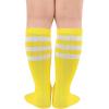 imageAmerican Trends Kids Toddler Soccer Socks Knee High Tube long Socks Three Stripes Uniform Socks for Boys Girls 19 years1 Pack Yellow White