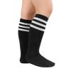 imageAmerican Trends Kids Toddler Soccer Socks Knee High Tube long Socks Three Stripes Uniform Socks for Boys Girls 19 years2 Pack Blue White Black White