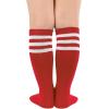 imageAmerican Trends Kids Toddler Soccer Socks Knee High Tube long Socks Three Stripes Uniform Socks for Boys Girls 19 years2 Pack Blue White Red White