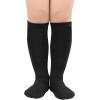 imageAmerican Trends Kids Toddler Soccer Socks Knee High Tube long Socks Three Stripes Uniform Socks for Boys Girls 19 years3 Pack Black