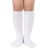imageAmerican Trends Kids Toddler Soccer Socks Knee High Tube long Socks Three Stripes Uniform Socks for Boys Girls 19 years3 Pack White