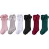 imageAmerican Trends Baby Knee High Socks Girls Tube Long Socks Boys Newborn Infants Toddlers Ruffled Socks06pcs Blackwhitegreypinkreddark Green