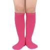 imageAmerican Trends Kids Toddler Soccer Socks Knee High Tube long Socks Three Stripes Uniform Socks for Boys Girls 19 years1 Pack Hot Pink