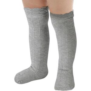 imageAmerican Trends Baby Girls Knee High Socks Ruffle Socks NewbornInfantBabyToddler Tube Long Socks 03TGray