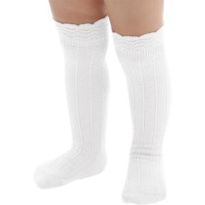 imageAmerican Trends Baby Girls Knee High Socks Ruffle Socks NewbornInfantBabyToddler Tube Long Socks 03TWhite