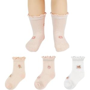 imageAmerican Trends Baby Girls Socks Toddler Anti Slip Non Socks Cotton Little Girls Frilly Dress Socks Crew SocksPinkwhiteorange