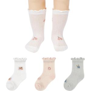 imageAmerican Trends Baby Girls Socks Toddler Anti Slip Non Socks Cotton Little Girls Frilly Dress Socks Crew SocksWhitegreypink