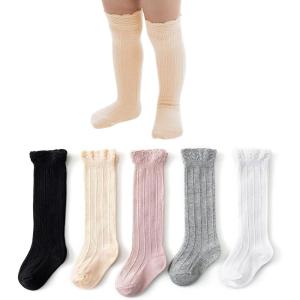 imageAmerican Trends Baby Knee High Socks Girls Tube Long Socks Boys Newborn Infants Toddlers Ruffled Socks01 a 5 Pack Colorful