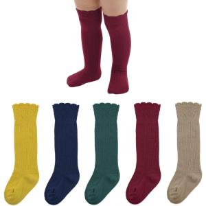 imageAmerican Trends Baby Knee High Socks Girls Tube Long Socks Boys Newborn Infants Toddlers Ruffled SocksB 5 Pack Rainbow