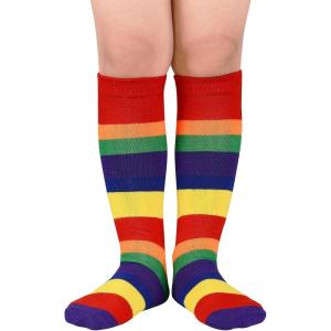 imageAmerican Trends Kids Toddler Soccer Socks Knee High Tube long Socks Three Stripes Uniform Socks for Boys Girls 19 years1 Pack Colorful Rainbow