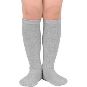 imageAmerican Trends Kids Toddler Soccer Socks Knee High Tube long Socks Three Stripes Uniform Socks for Boys Girls 19 years1 Pack Grey